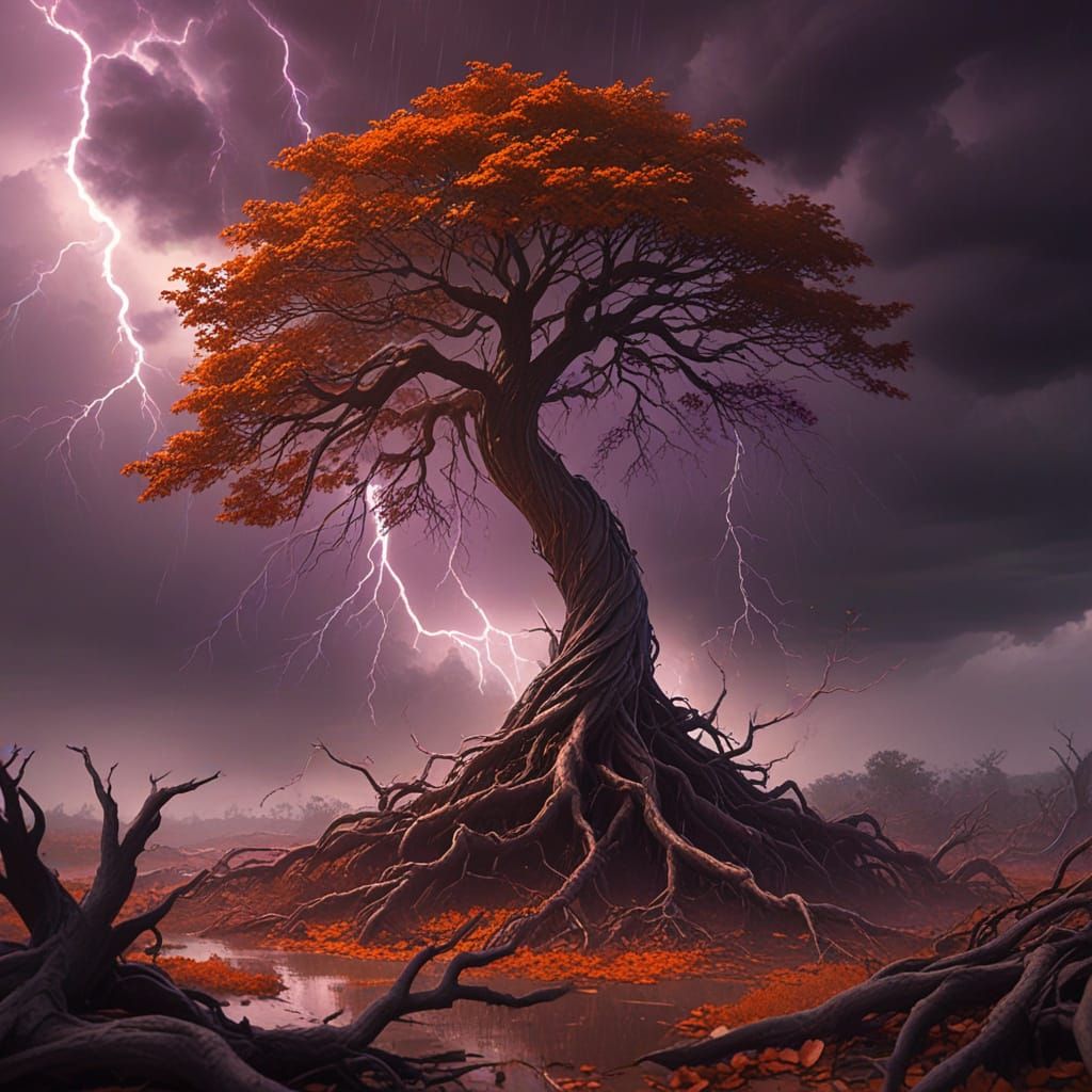 Tree's Resilience: Standing Tall in a Storm