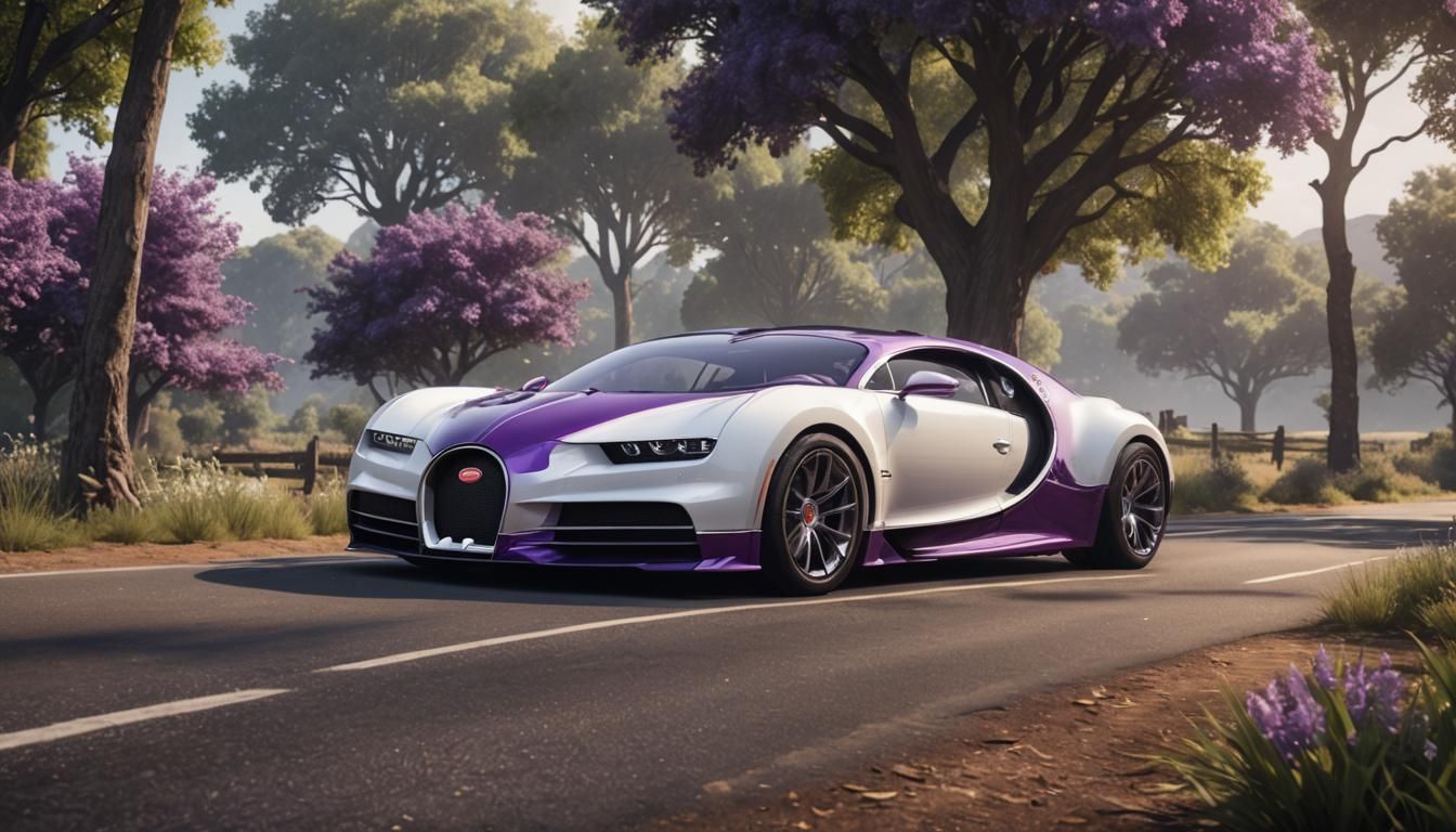 Bugatti Concept Car in Countryside, Fantasy Art