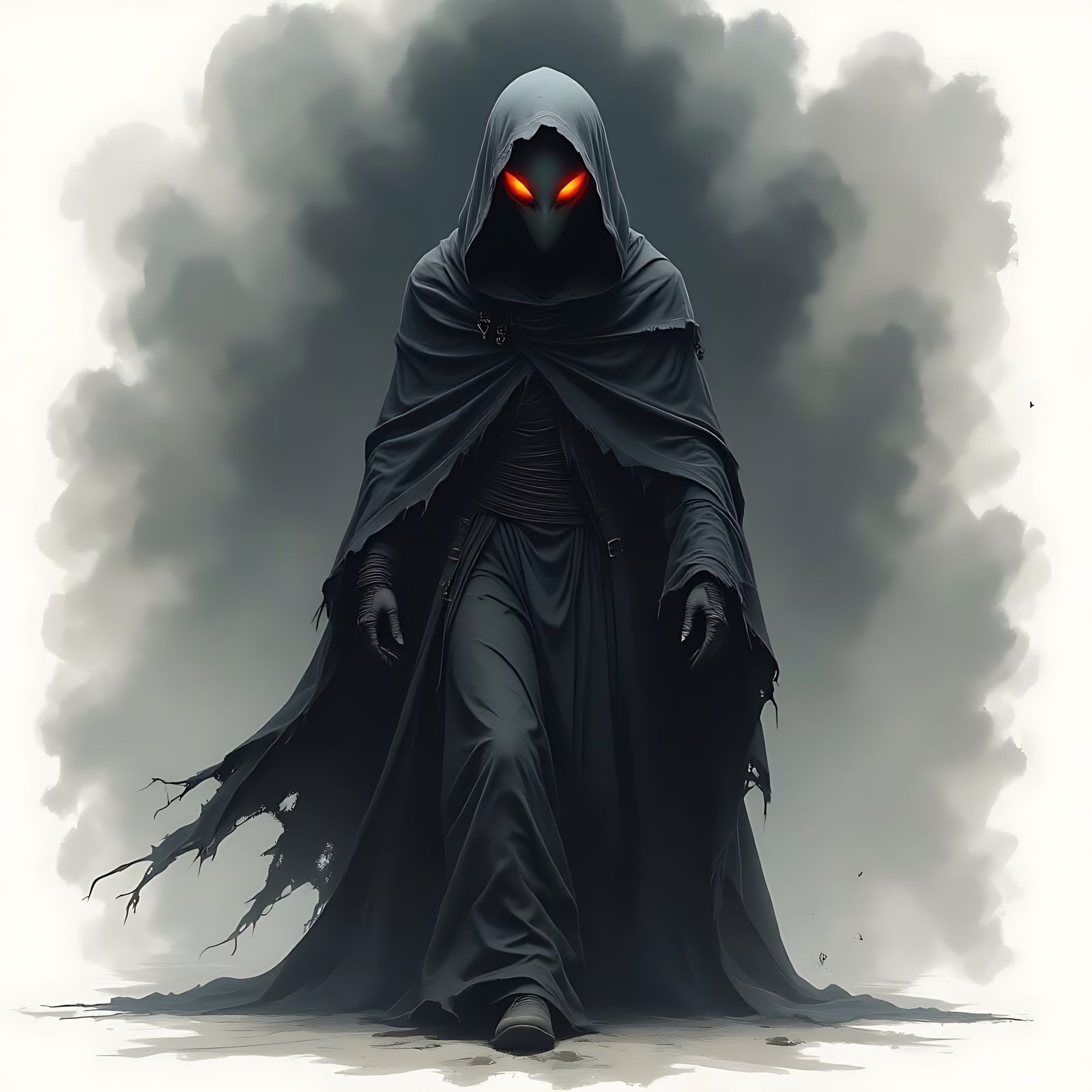 Ominous Grey Alien Lurking in Shadows in Dark Sci-Fi Style