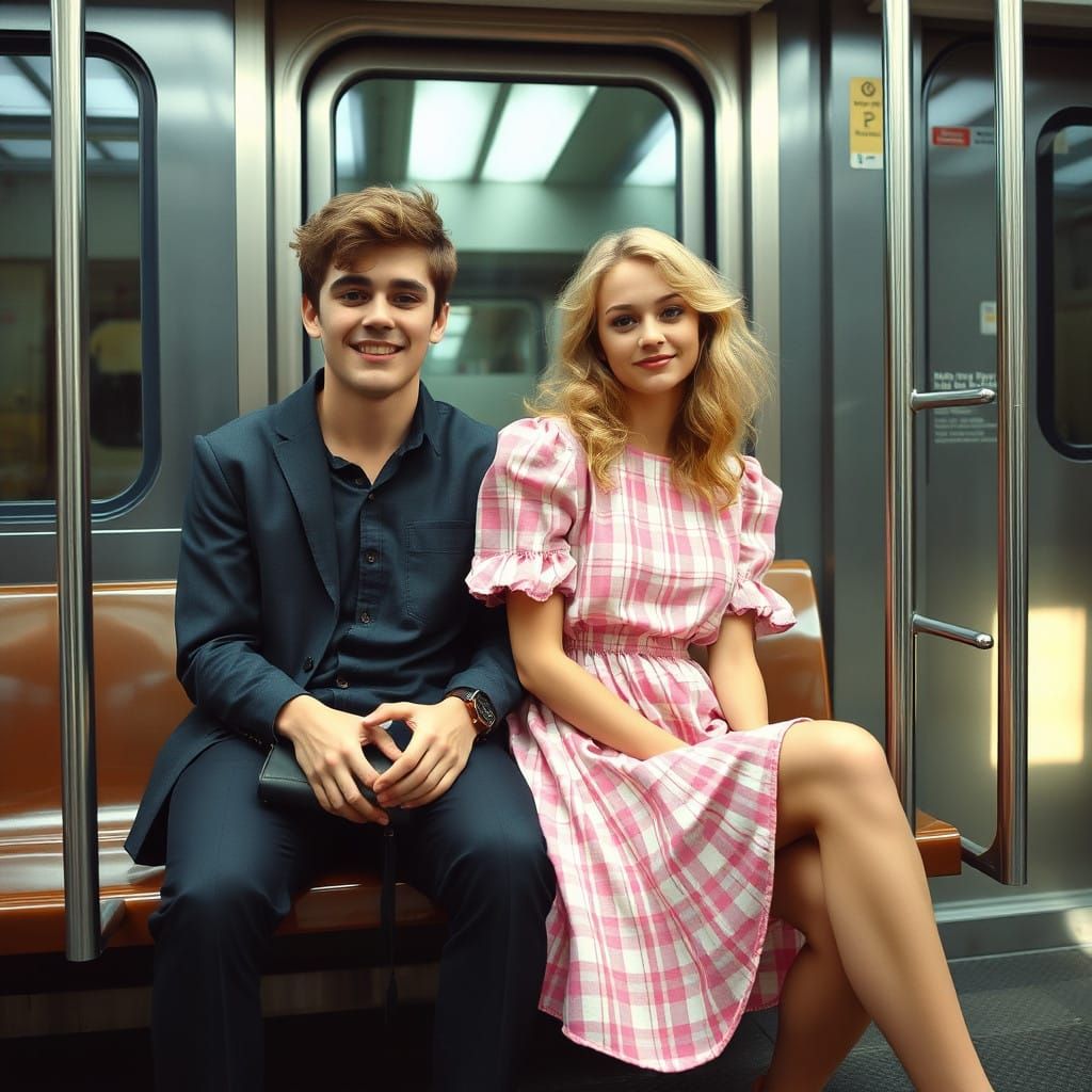 Elegant Young Man Crossdressing in Pastel Pink and White Bab...