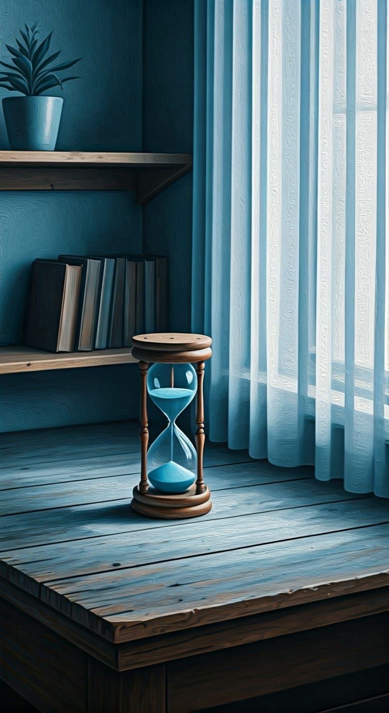 Serene Study Scene in Cool, Muted Palette