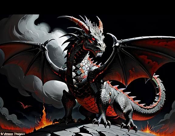 Fiery Dragon in Dynamic Fantasy Art Style