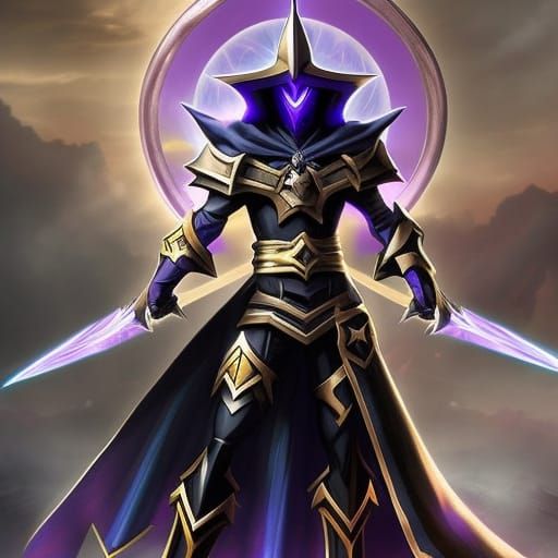 Epic Dark Paladin on Mystic Battlefield in 3D
