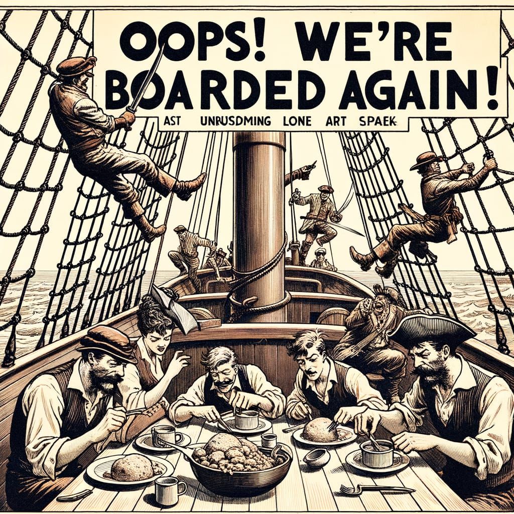 Pirates Caught Off Guard in a Hilarious Ligne Claire Scene