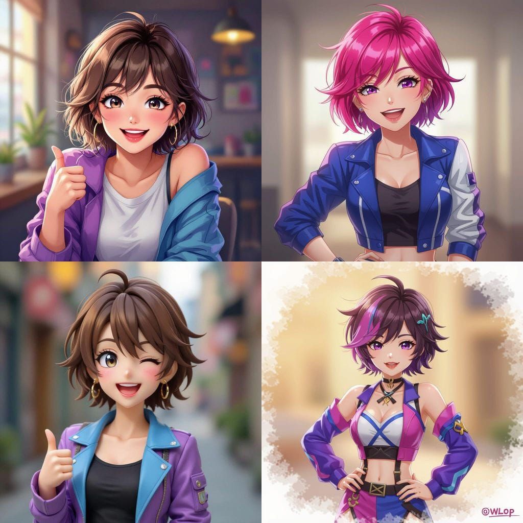 Anime Style Realistic Character with Mischievous Smile