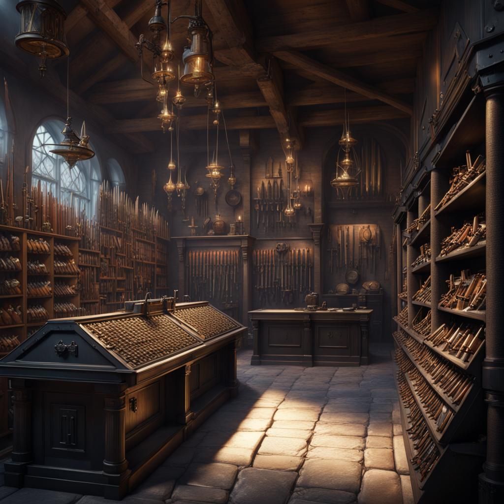 Weapons and Armor Store Interior: Matte Painting