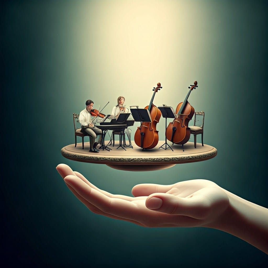 Ethereal Hand Supports Antique Classical Orchestra