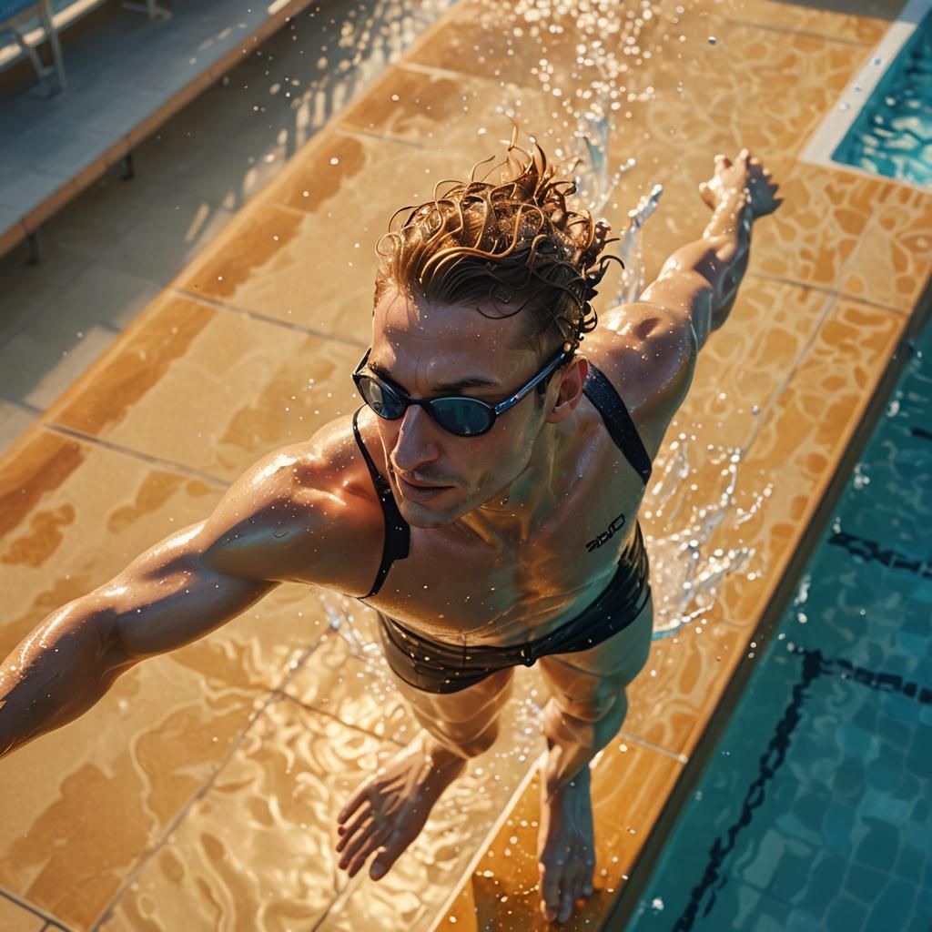 Paralympic Athlete Dive: Hyper-Realistic Digital Art