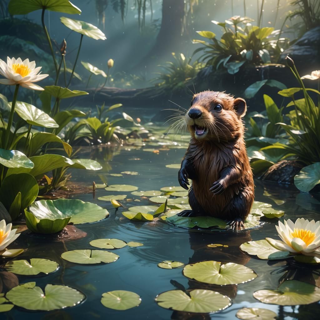 Cute Baby Beaver Fantasy Concept Art