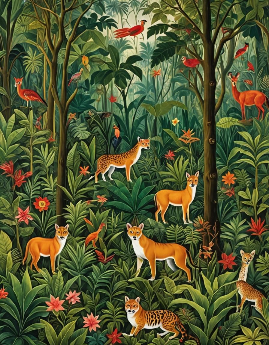 Lush Tropical Animal Forest Art