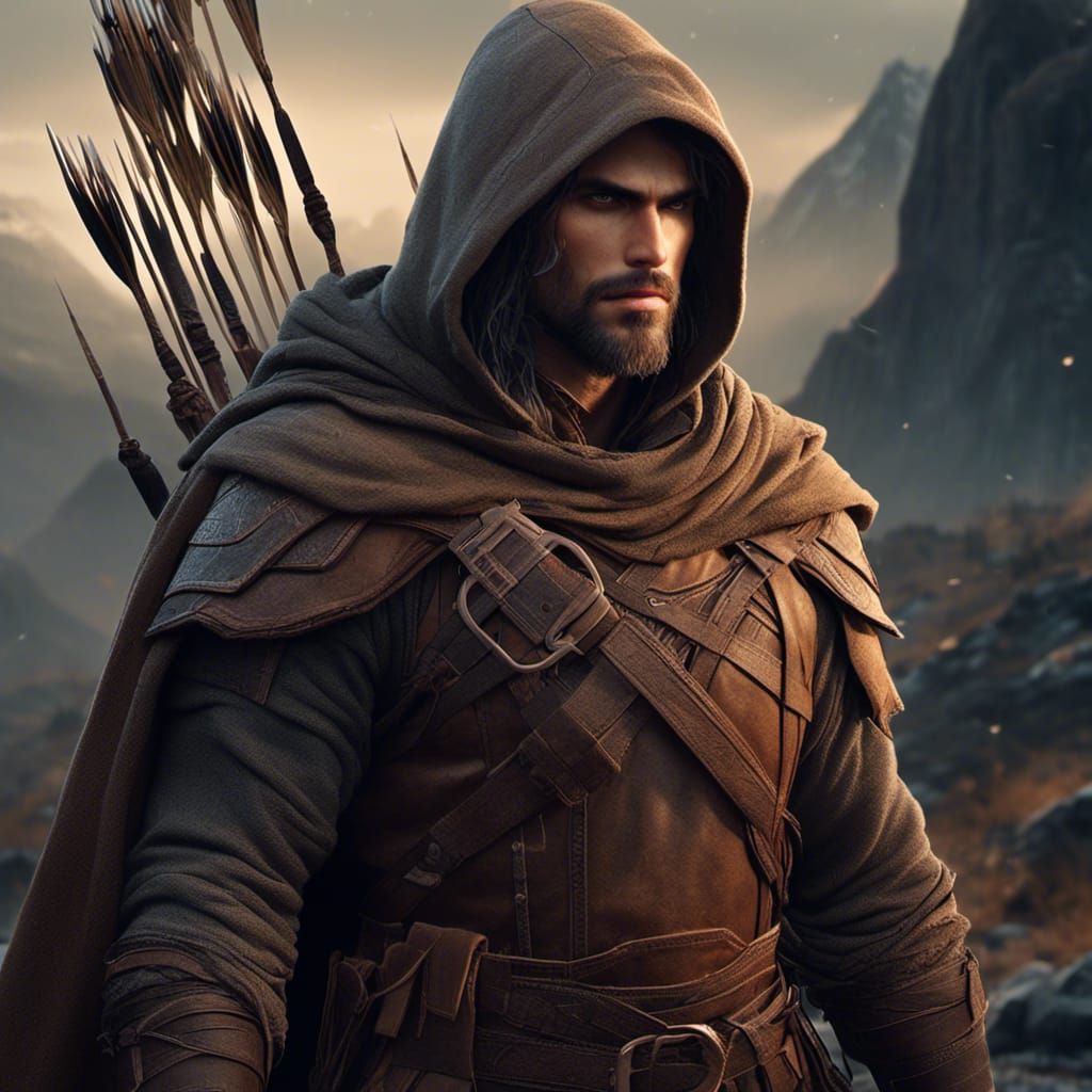 Rugged Archer in Leather Armor, Comic Style