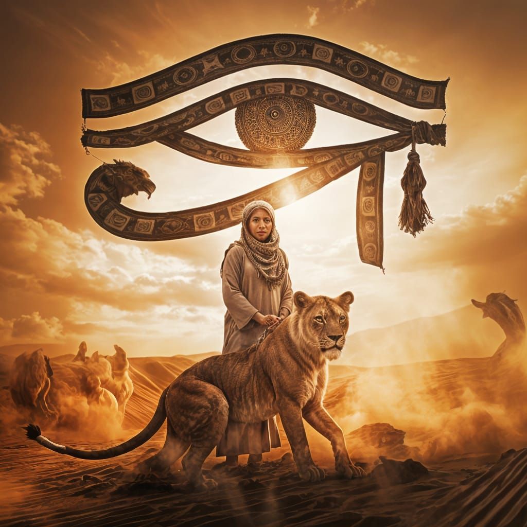 Ancient Goddess Embracing the Desert Storm