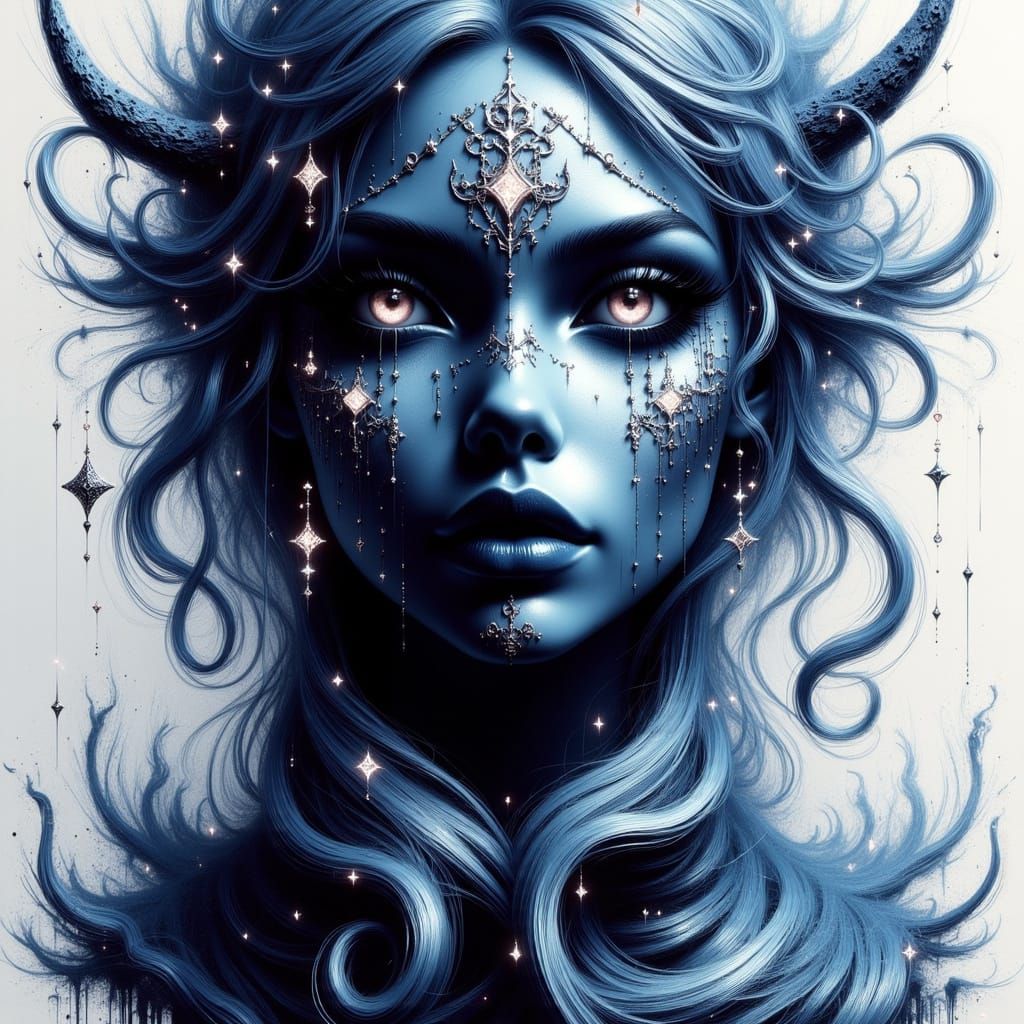 Glowing Norse Goddess in Vibrant Graffiti Style