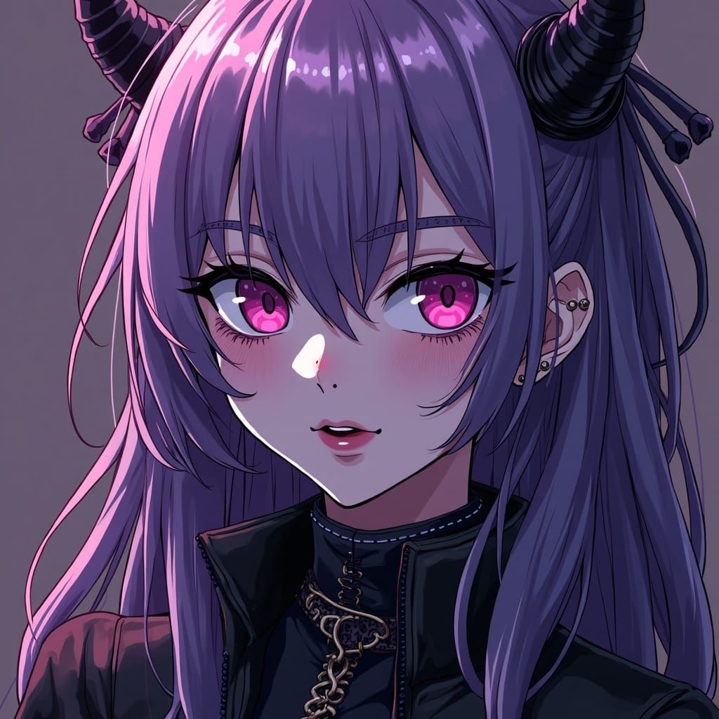 Lavender Teifling Rogue in Gothic Anime Style