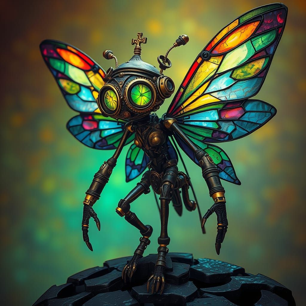 Steampunk Fairy with Stained Glass Wings