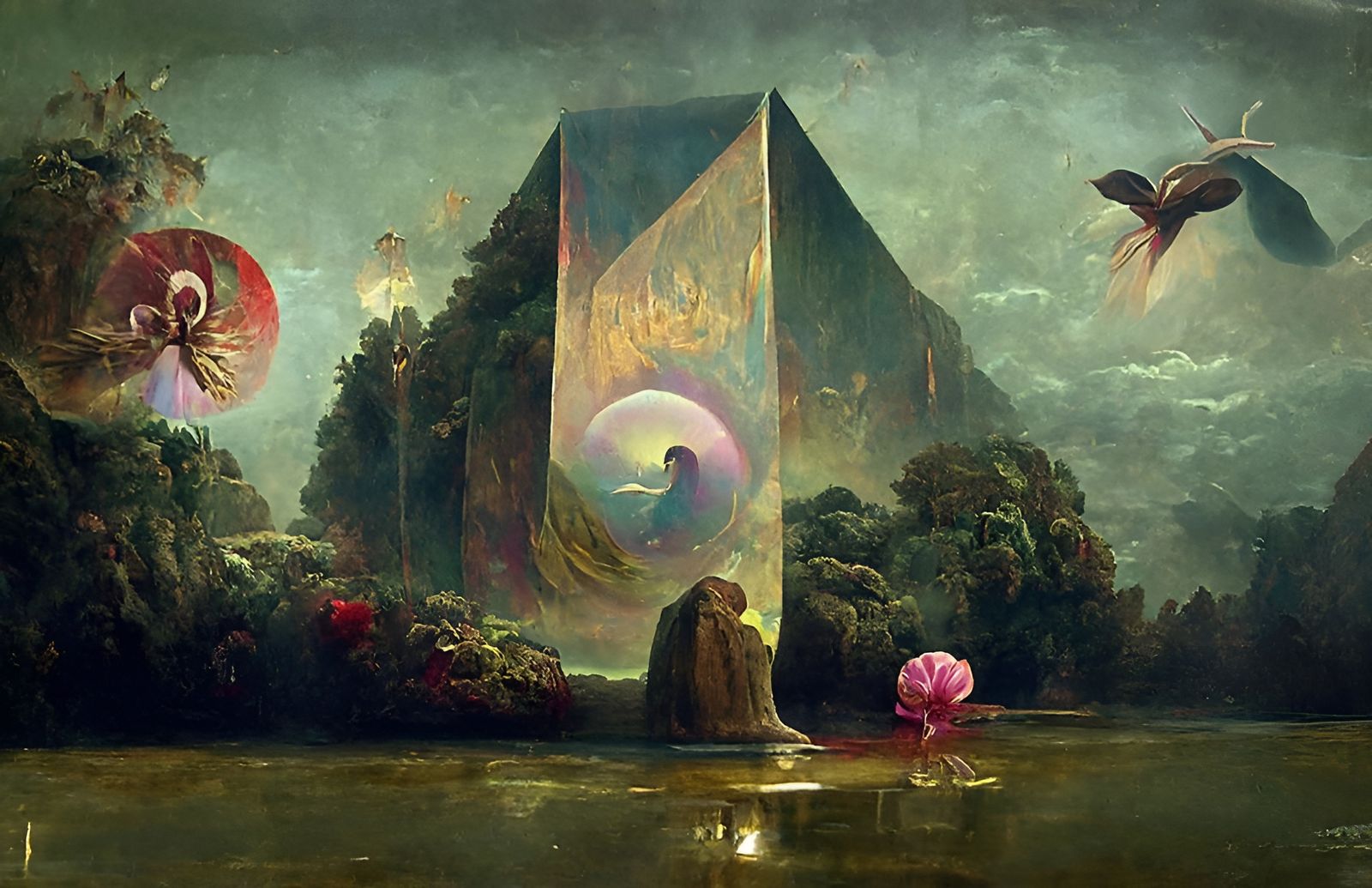 Psychedelic Surrealism Painting with Symbolism