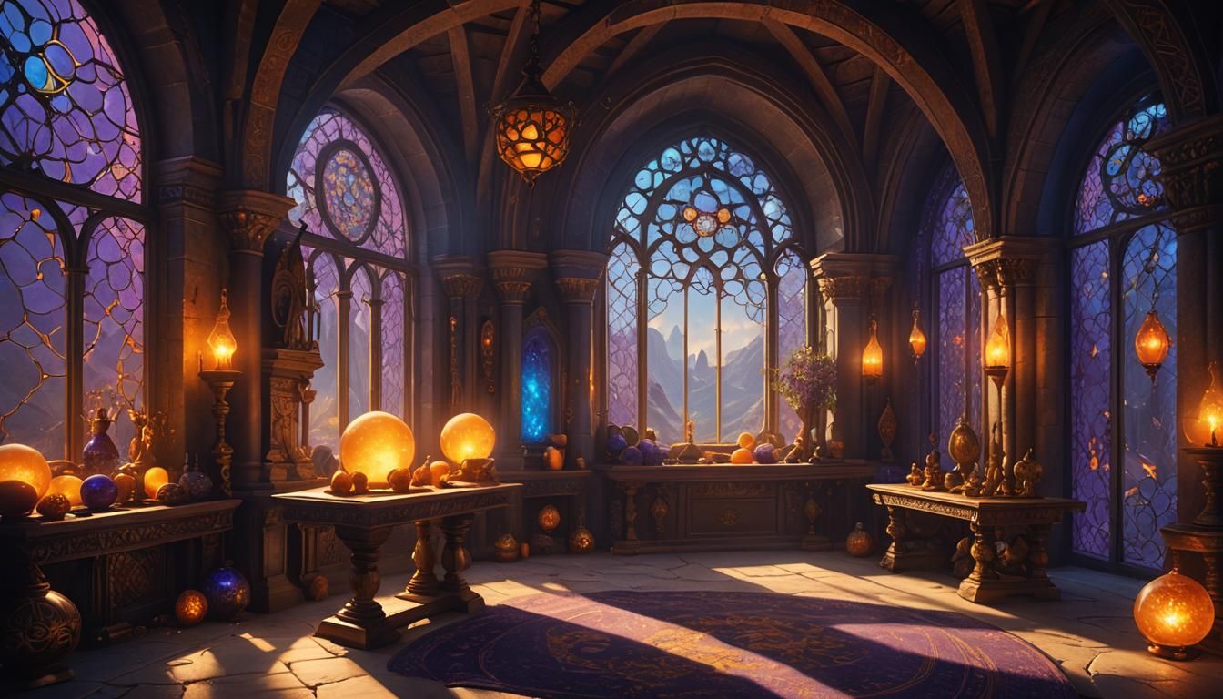Mystical Fantasy Room with Glowing Orbs in Unreal Engine