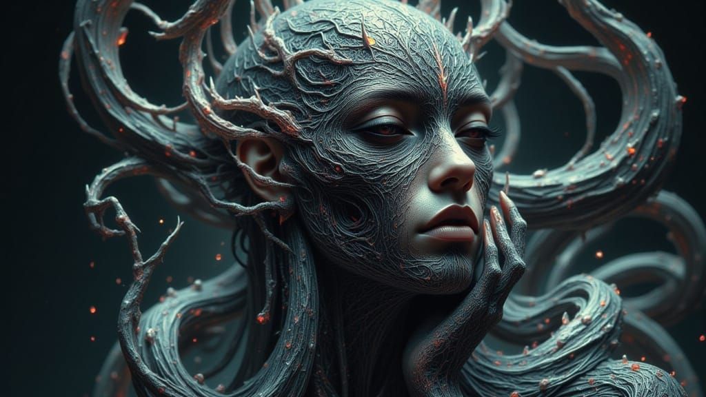 Symbiont Creature Concept Art in Deco Surreal Style