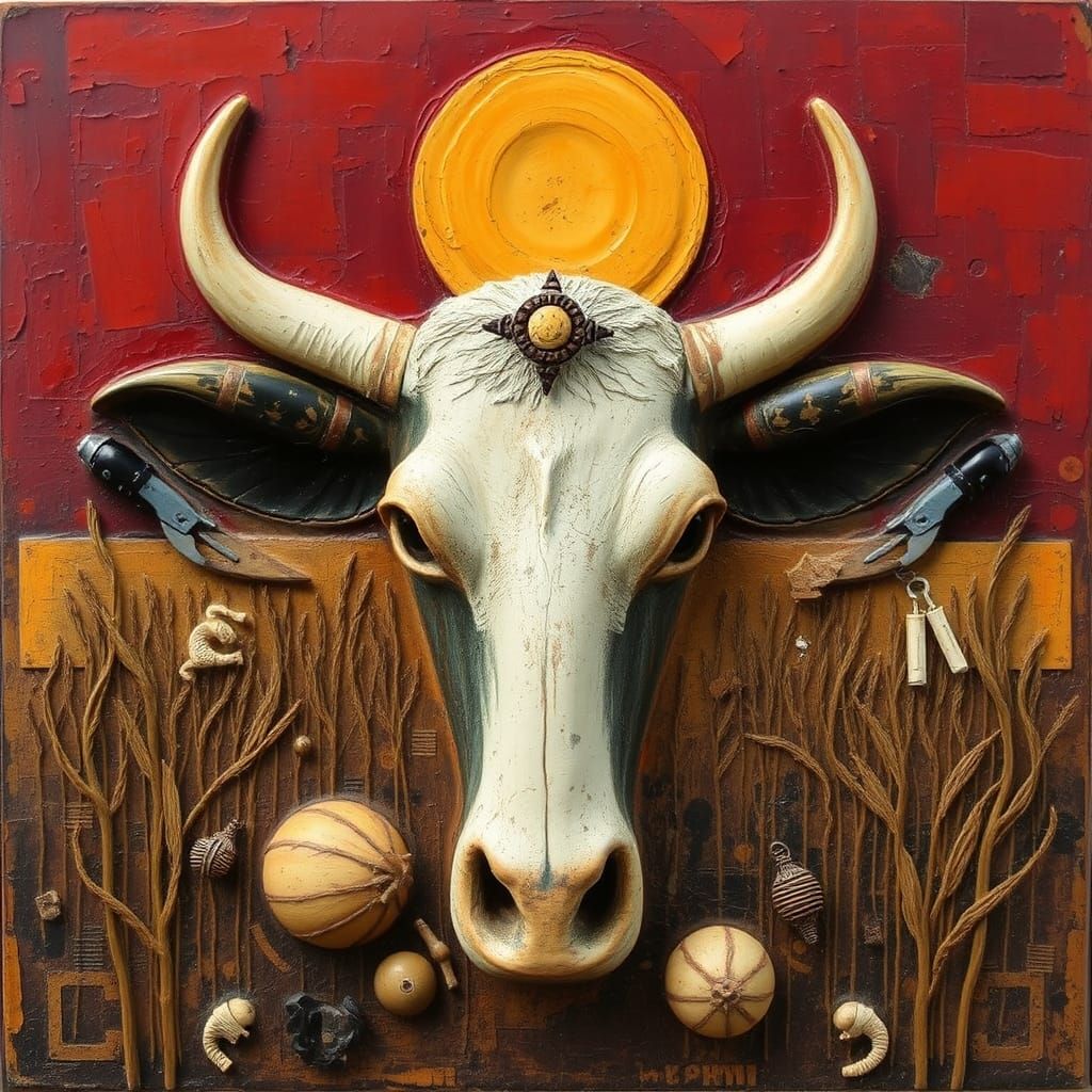 Surreal Agriculture in Encaustic Impasto Style