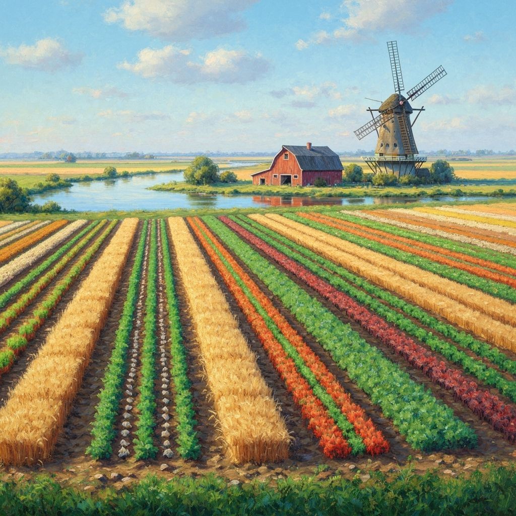 Golden Wheat Fields and River at Sunset