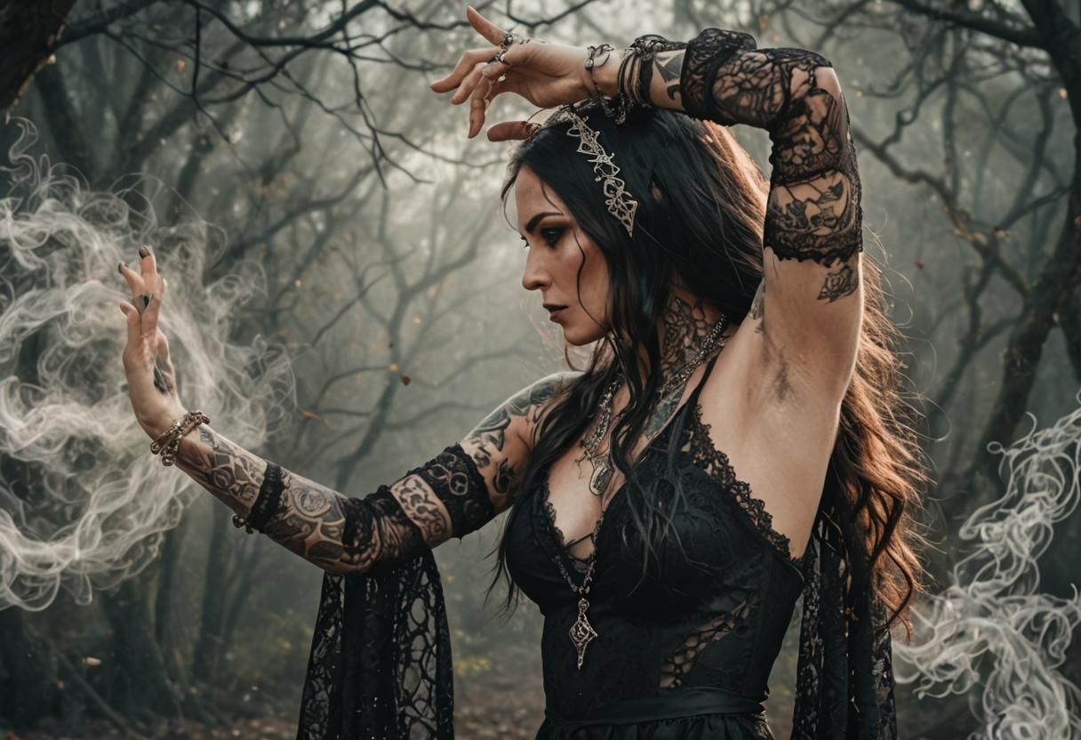 Cinematic Portrait of a Witch with Tattoos