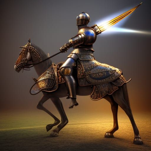 Steampunk Medieval Knight Jousting Illustration