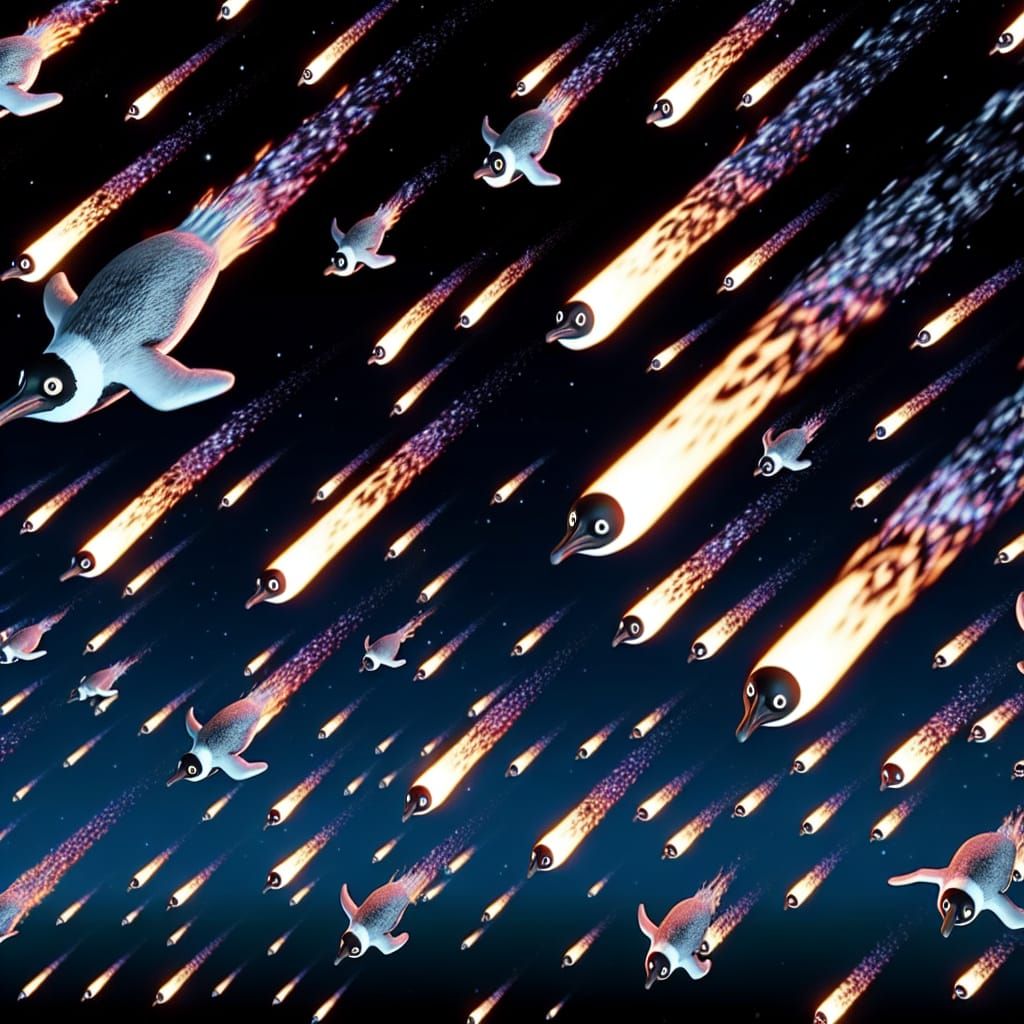 Fiery Penguin Meteors Race Across Earth's Sky