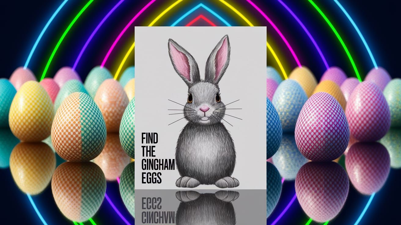 Kids Crayon drawing of punk goth emo Easter Bunny, surreal child's drawing , rayograph Man Ray collection of random  int...