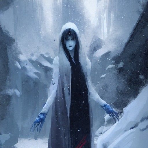 Sinister Yuki Onna Illustration in Ethereal Style
