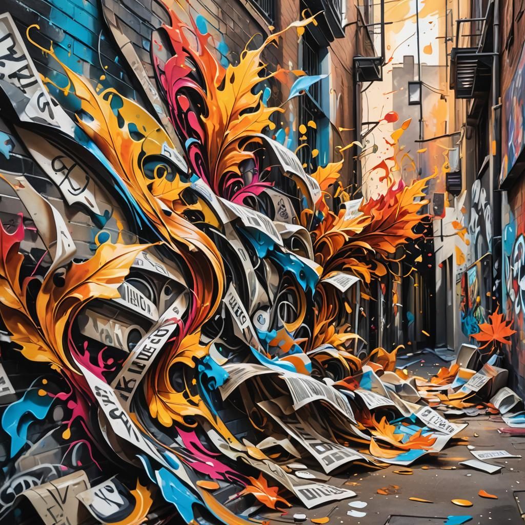 Dynamic Street Art Graffiti in Polychromatic Style