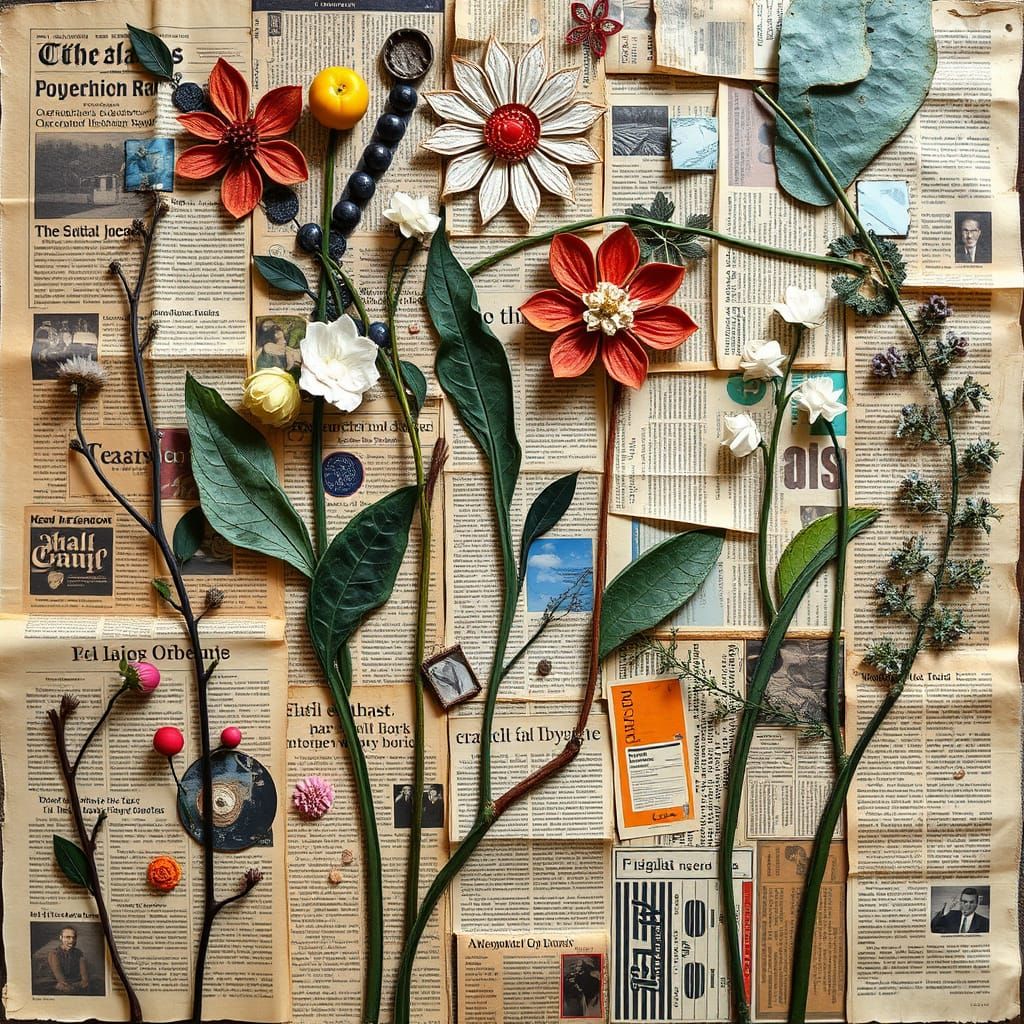 Vintage Newspaper Mosaic Art Piece