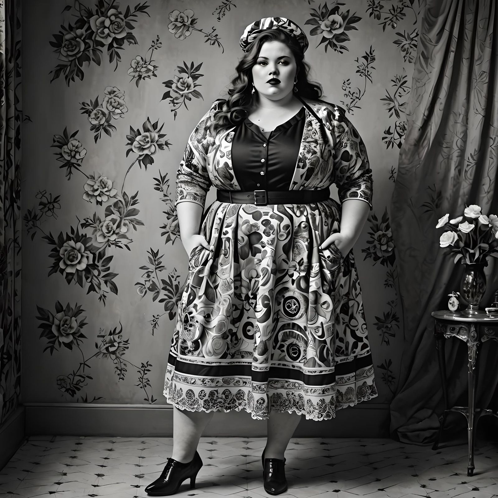 Elegant Portrait of a Beautiful Woman in Vintage Style