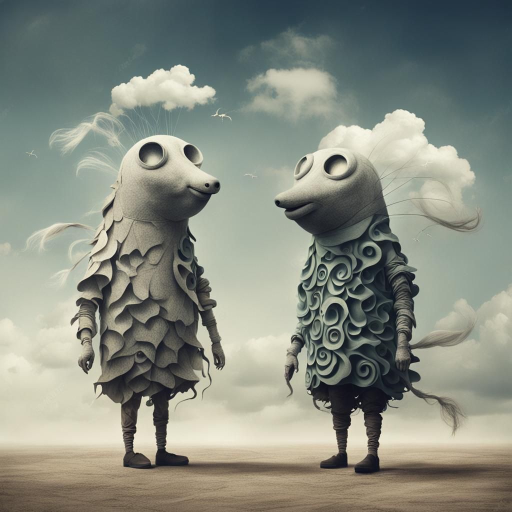 Surreal Anthropomorphic Air Creatures in Dreamscape