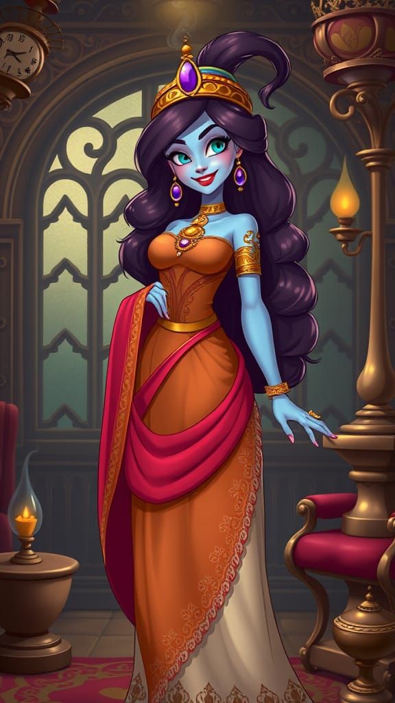 Surreal Romani Genie Emerges from a Vintage Aladdin's Lamp