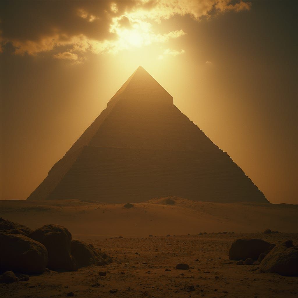 Ancient Pyramids with Ankh Symbol in Cinematic Style