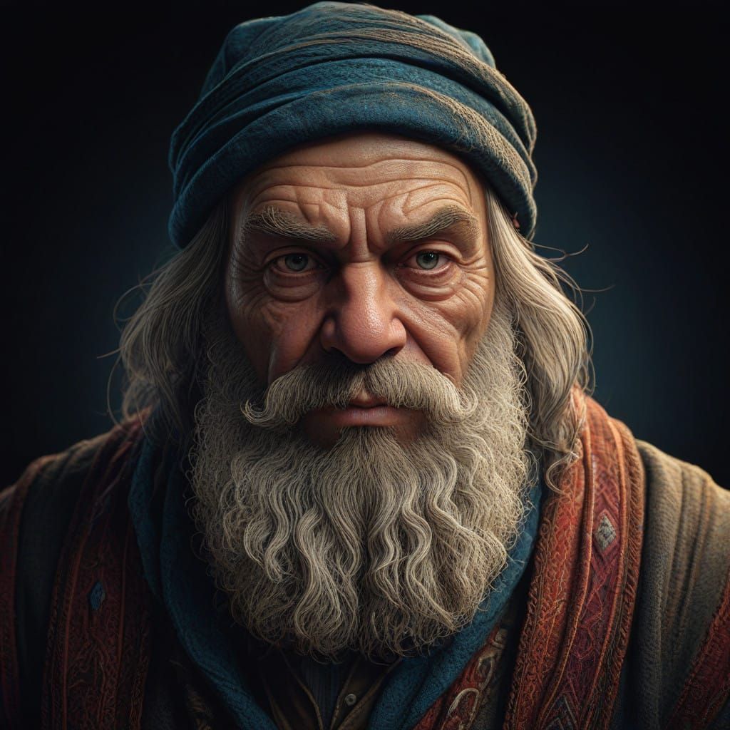 Baroque Fantasy Portrait of a Gruff Dwarf Alchemist