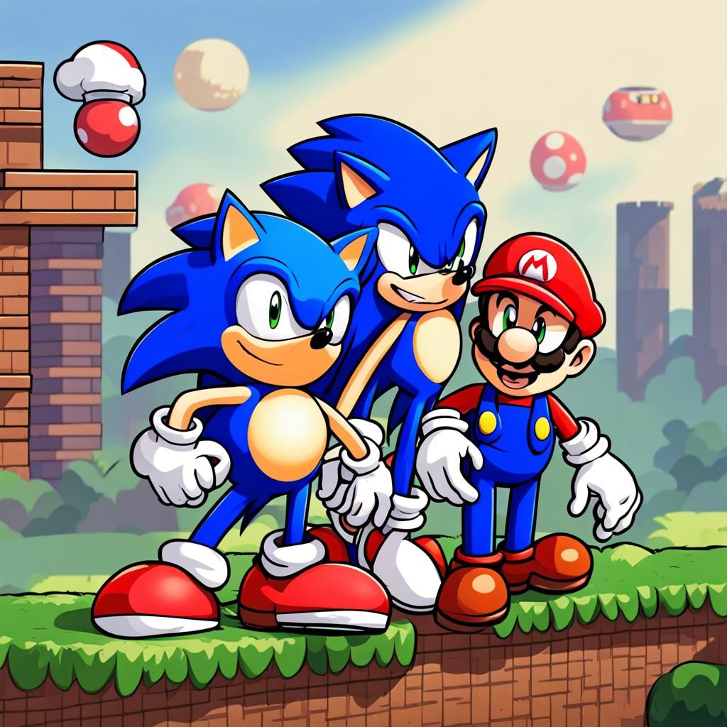 Sonic and Mario Crossover Image