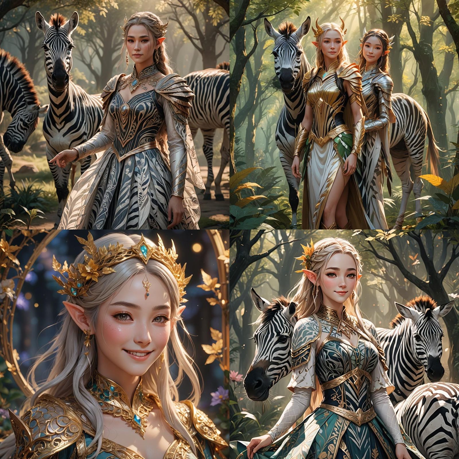 Elf and Zebra in Anime Style