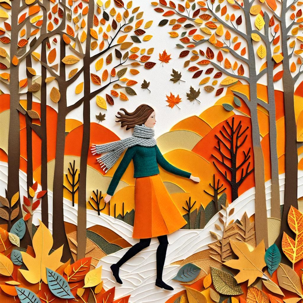 Autumnal Forest Paper Collage Art
