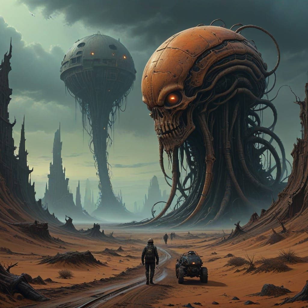 Surreal Desert Planet Teeming with Ancient, Rust-Hued Worms