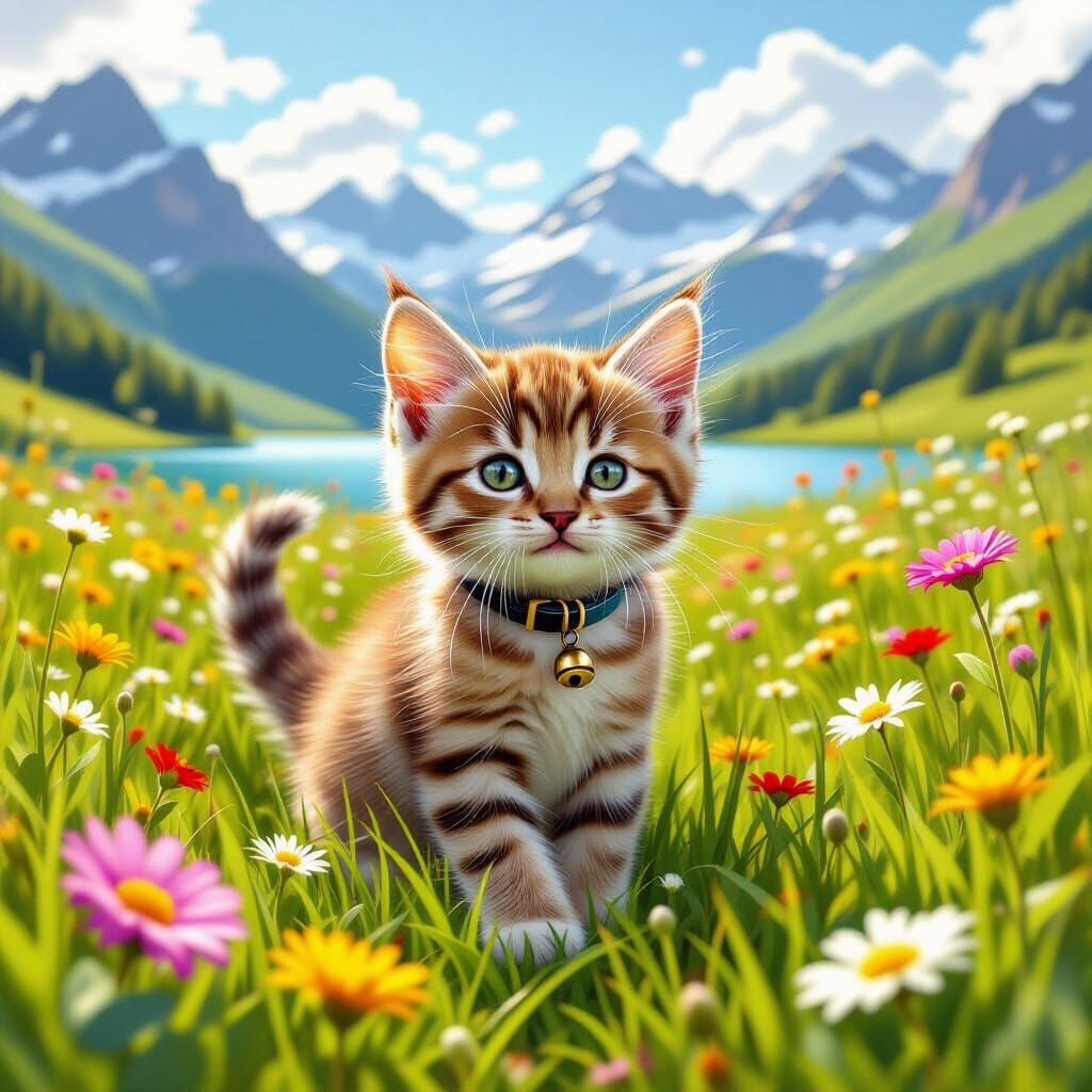 Kitten's Meadow: A Realistic Landscape Scene