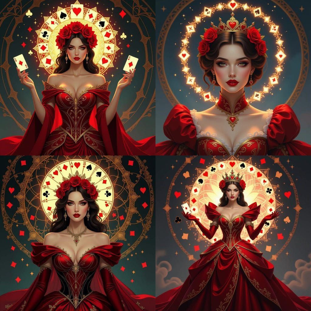 Queen of Hearts Muse with Cosmic Card Constellations