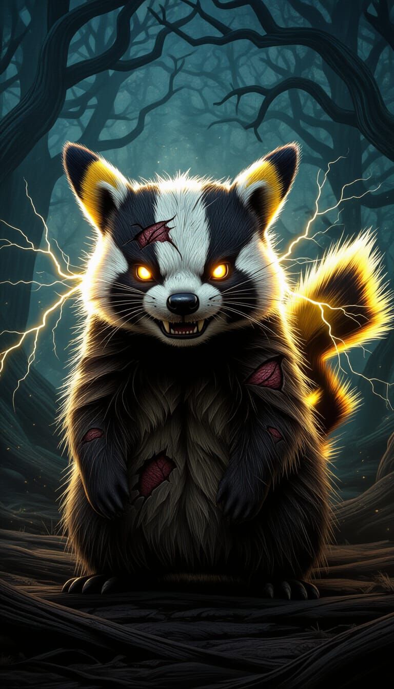Pikachu as Badger: Dark Fantasy Reimagining