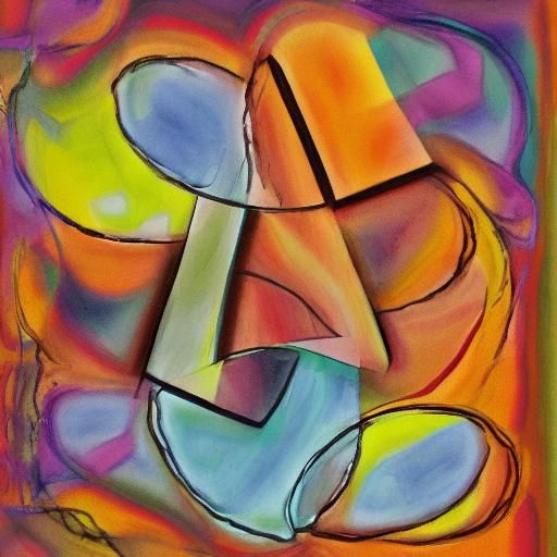 Abstract Broken Menorah Art with Complementary Colors