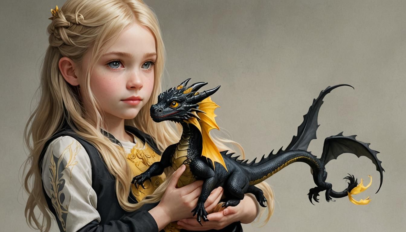 Girl Holds Miniature Dragon: Realistic Fantasy Image