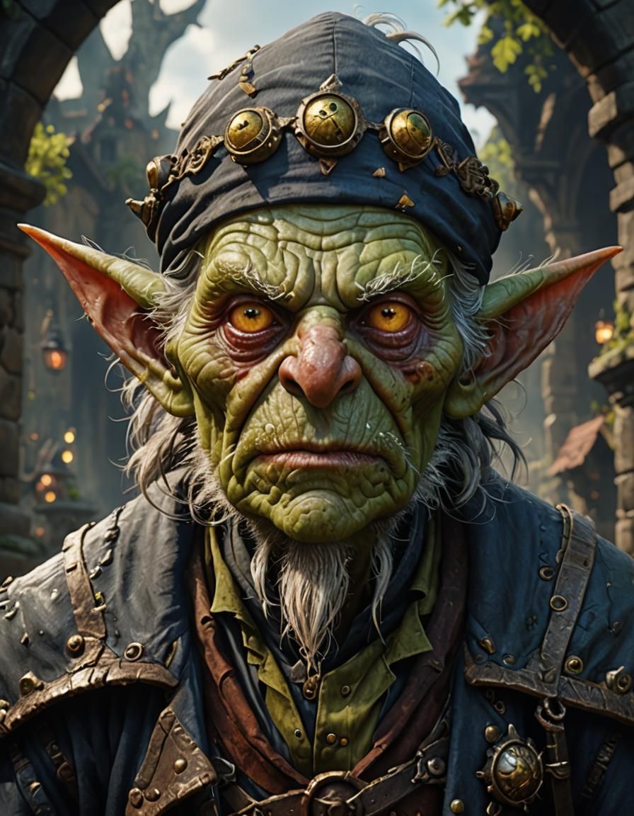 Detailed Goblin with Eyepatch in Fantasy Art Style