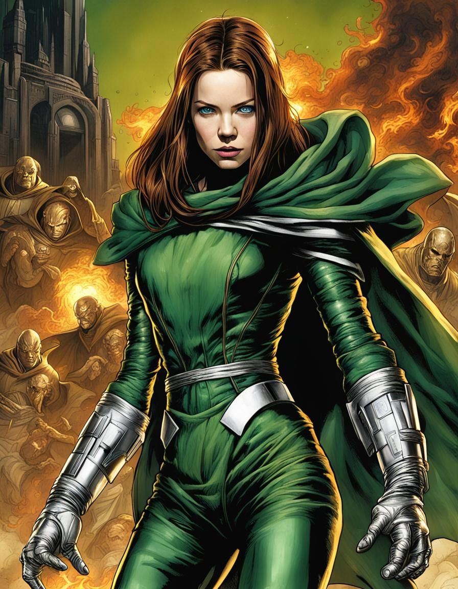 Daveigh Chase as Doctor Doom in Cinematic Comic Style