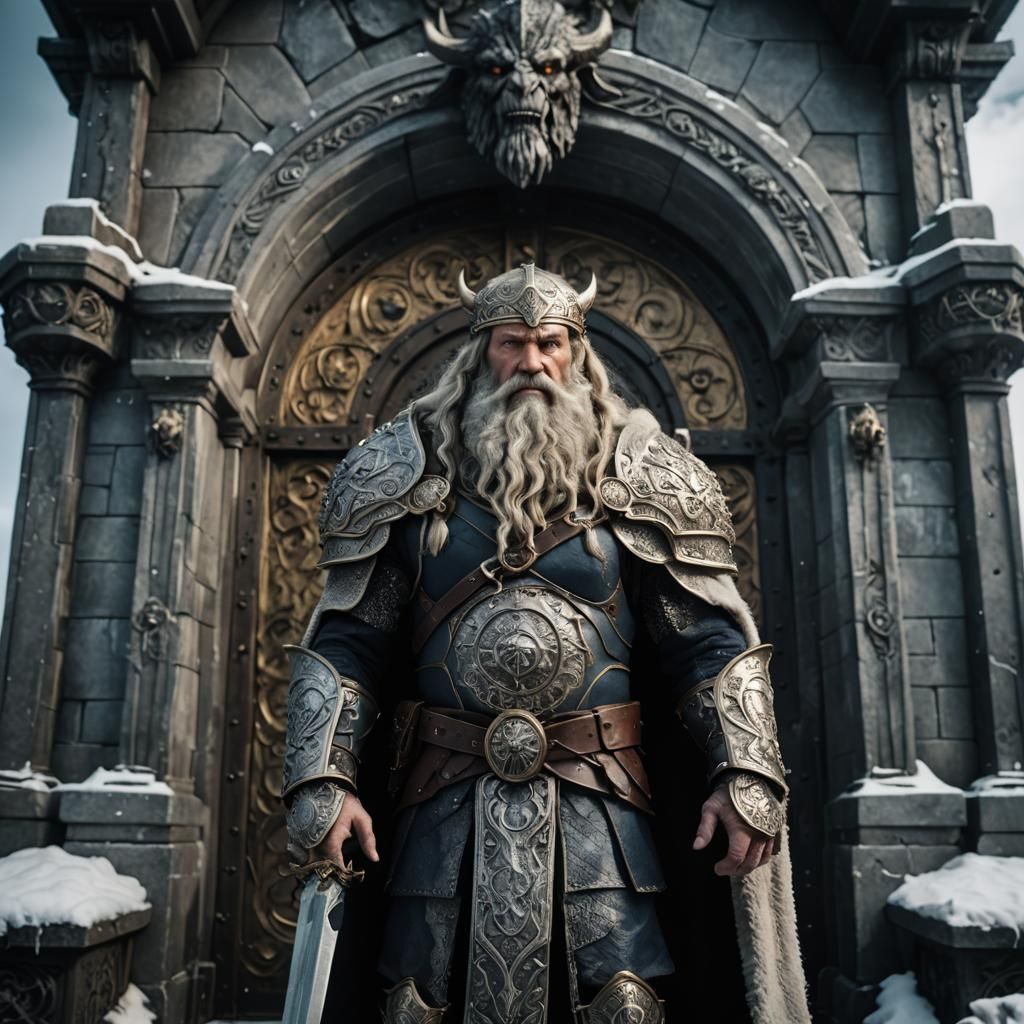 Hrothgar as Odin with Dramatic Lighting