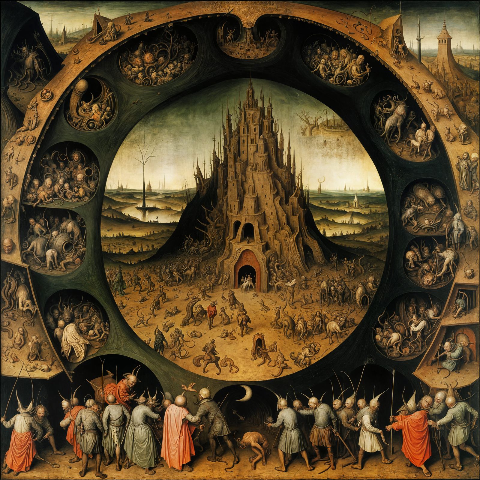 Seven Gates of Hell: Renaissance-Style Painting
