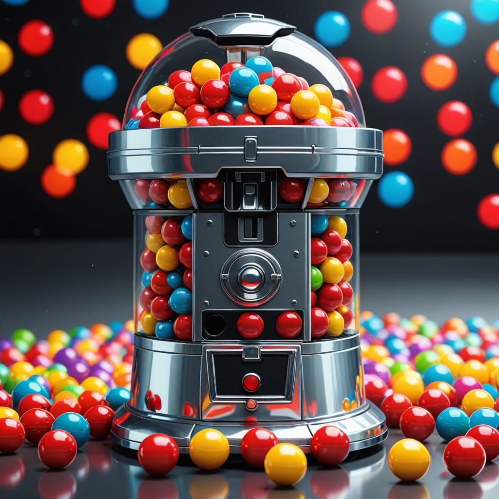 Vintage Futuristic Gumball Dispenser in Neon Splendor